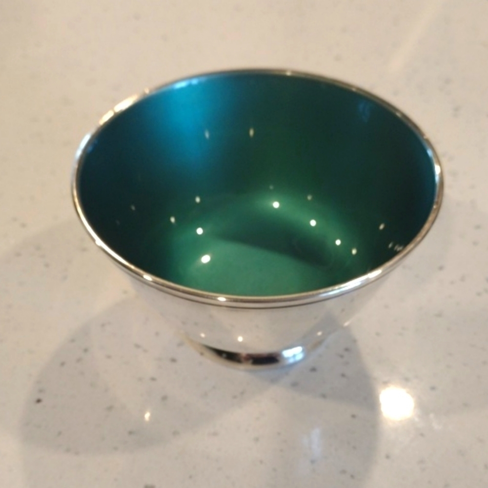 Towle Silver Plated Rich Turquoise Color Enamel Bowl 5" EP 5001 Mid 20th Century